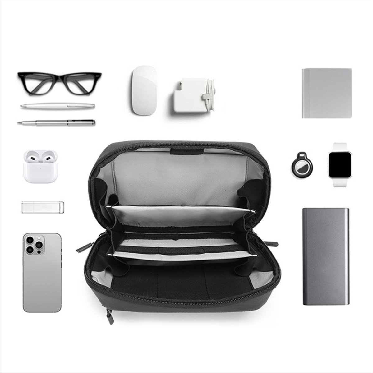 Tech Accessories Organizer Pouch - ☶❈＊♥AC1578-Waterproof Tech Pouch Multi-Layer Organizer Case