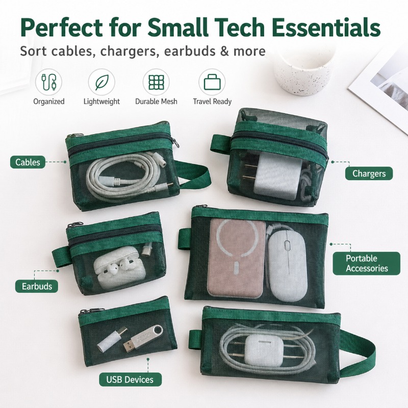6PCS Portable Mesh Tech Access - огляд і ціна Tech Woven Accessories