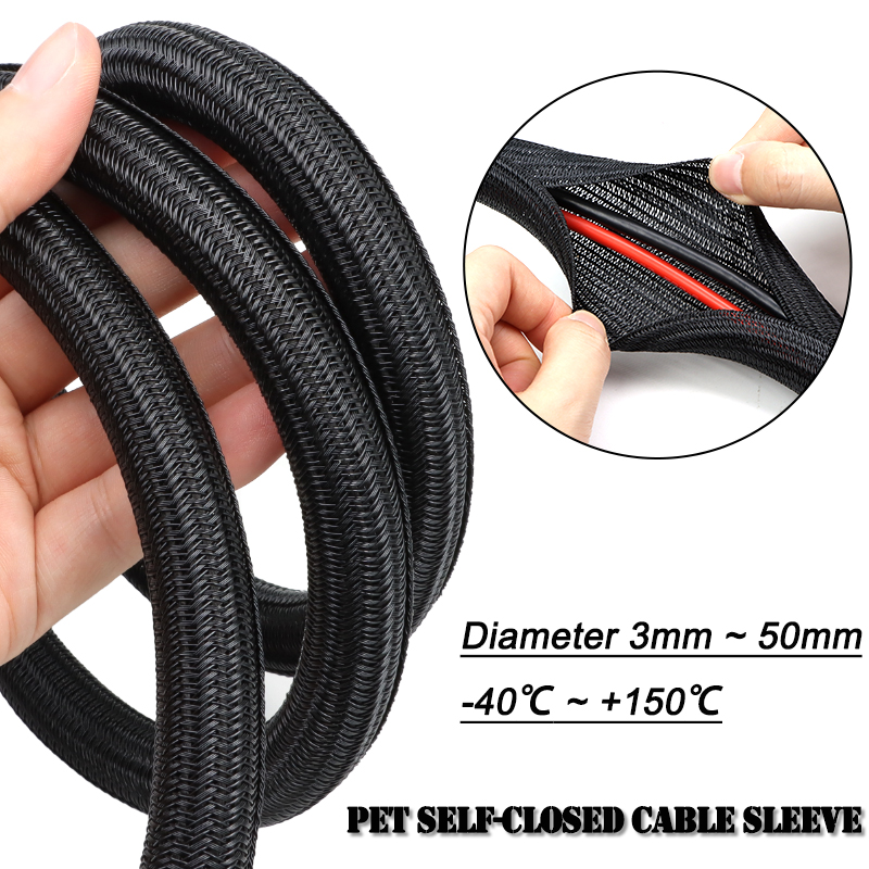 2/10m Black PET Braided Self-C - огляд і ціна Cable Sleeve Neoprene